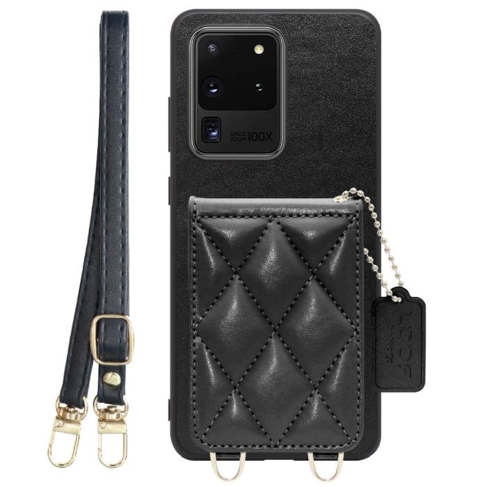 [ LOOF SWEET-SHELL SHOULDER  ] Galaxy S20 Ultra s20ultra スマホケース キルティング加工のカードケース付き ロングストラップ付き マグネット内蔵 カード収納 本革 [ Galaxy S20 Ultra 5G ]