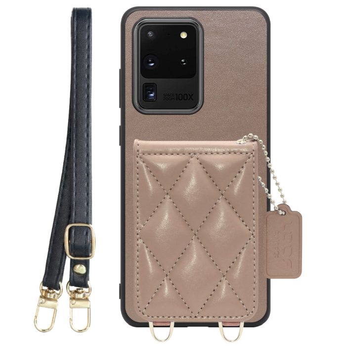[ LOOF SWEET-SHELL SHOULDER  ] Galaxy S20 Ultra s20ultra スマホケース キルティング加工のカードケース付き ロングストラップ付き マグネット内蔵 カード収納 本革 [ Galaxy S20 Ultra 5G ]