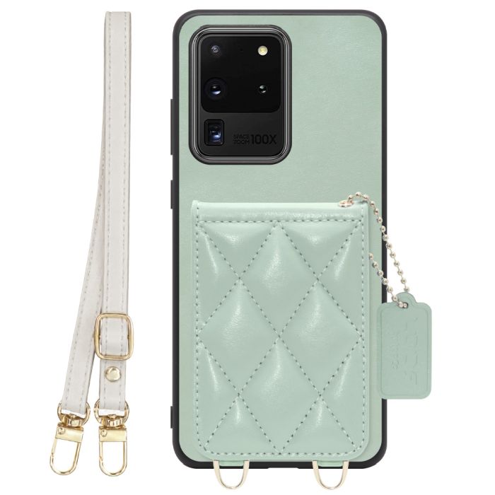 [ LOOF SWEET-SHELL SHOULDER  ] Galaxy S20 Ultra s20ultra スマホケース キルティング加工のカードケース付き ロングストラップ付き マグネット内蔵 カード収納 本革 [ Galaxy S20 Ultra 5G ]