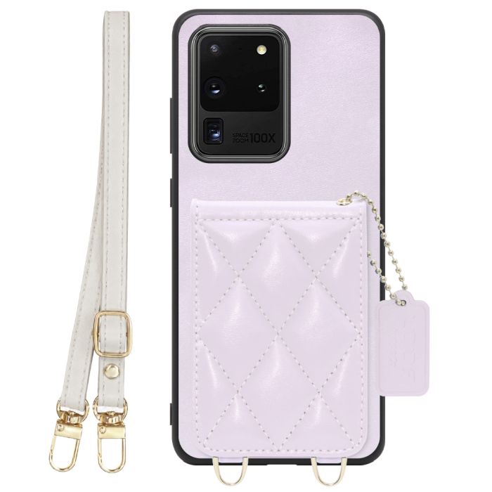 [ LOOF SWEET-SHELL SHOULDER  ] Galaxy S20 Ultra s20ultra スマホケース キルティング加工のカードケース付き ロングストラップ付き マグネット内蔵 カード収納 本革 [ Galaxy S20 Ultra 5G ]