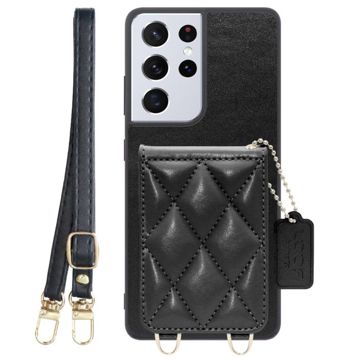 [ LOOF SWEET-SHELL SHOULDER  ] Galaxy S21 Ultra 5G SC-52B s21ultra5g s21ultra スマホケース キルティング加工のカードケース付き ロングストラップ付き マグネット内蔵 カード収納 本革 [ Galaxy S21 Ultra 5G ]