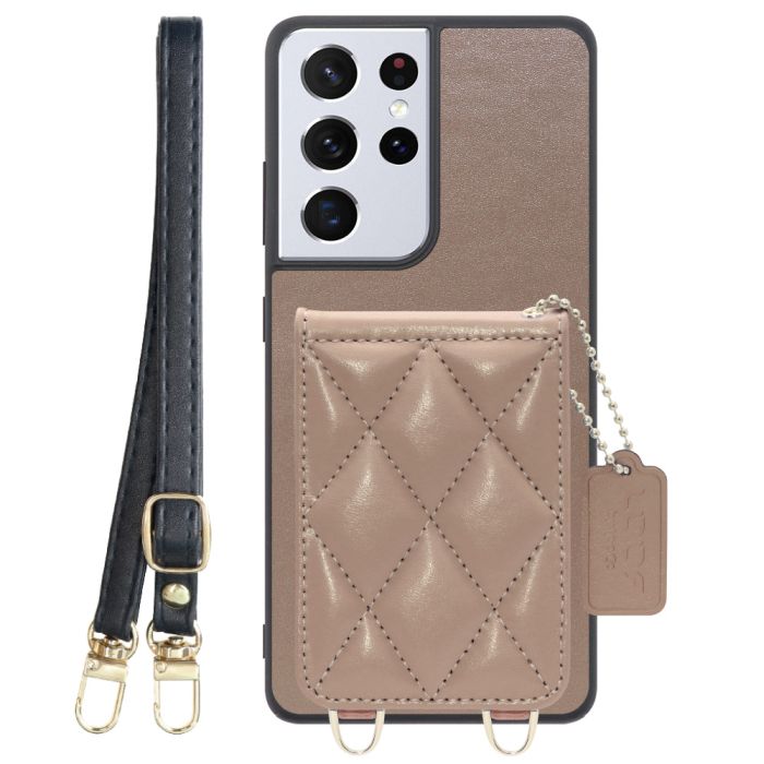 [ LOOF SWEET-SHELL SHOULDER  ] Galaxy S21 Ultra 5G SC-52B s21ultra5g s21ultra スマホケース キルティング加工のカードケース付き ロングストラップ付き マグネット内蔵 カード収納 本革 [ Galaxy S21 Ultra 5G ]
