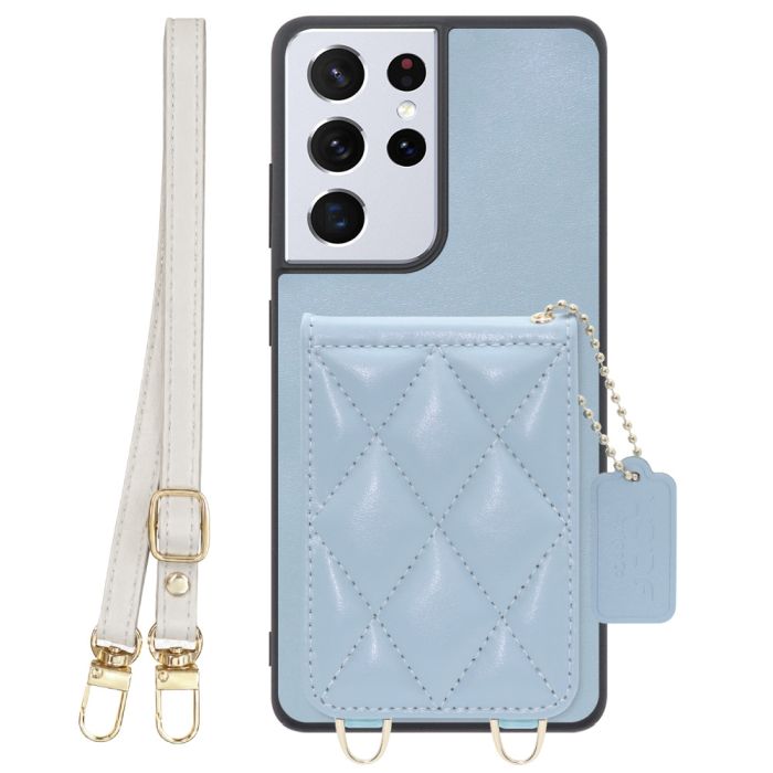 [ LOOF SWEET-SHELL SHOULDER  ] Galaxy S21 Ultra 5G SC-52B s21ultra5g s21ultra スマホケース キルティング加工のカードケース付き ロングストラップ付き マグネット内蔵 カード収納 本革 [ Galaxy S21 Ultra 5G ]