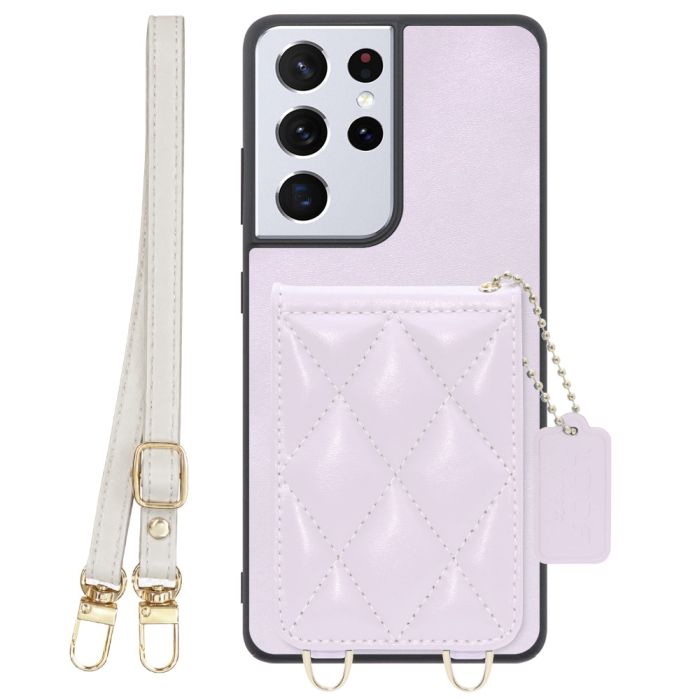 [ LOOF SWEET-SHELL SHOULDER  ] Galaxy S21 Ultra 5G SC-52B s21ultra5g s21ultra スマホケース キルティング加工のカードケース付き ロングストラップ付き マグネット内蔵 カード収納 本革 [ Galaxy S21 Ultra 5G ]