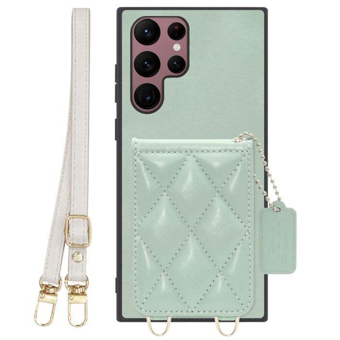 [ LOOF SWEET-SHELL SHOULDER  ] Galaxy S22 Ultra SC-52C / SCG14 s22ultra スマホケース キルティング加工のカードケース付き ロングストラップ付き マグネット内蔵 カード収納 本革 [ Galaxy S22 Ultra ]