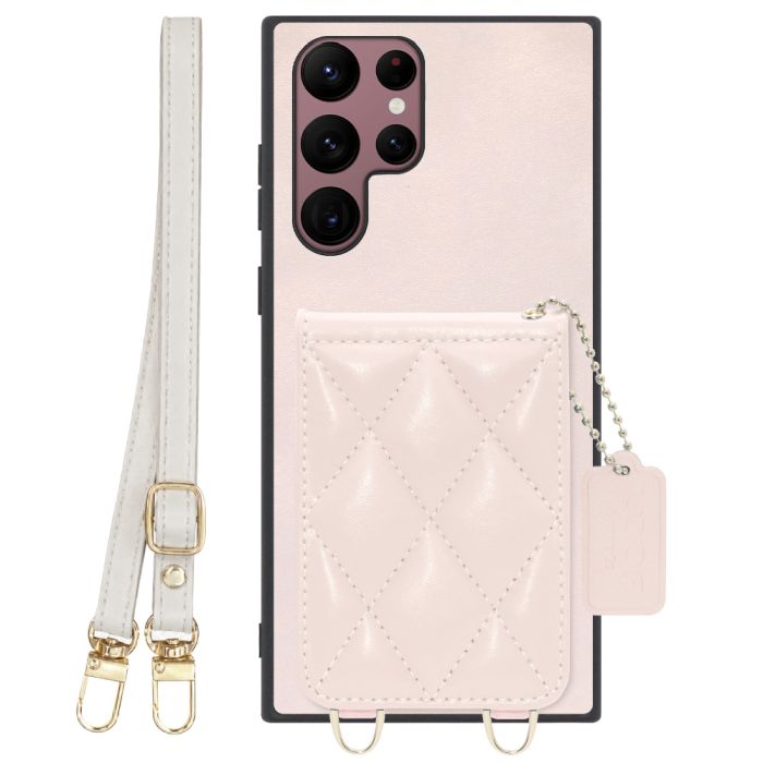 [ LOOF SWEET-SHELL SHOULDER  ] Galaxy S22 Ultra SC-52C / SCG14 s22ultra スマホケース キルティング加工のカードケース付き ロングストラップ付き マグネット内蔵 カード収納 本革 [ Galaxy S22 Ultra ]
