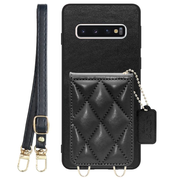 [ LOOF SWEET-SHELL SHOULDER  ] Galaxy S10 SC-03L / SCV41 galaxys10 スマホケース キルティング加工のカードケース付き ロングストラップ付き マグネット内蔵 カード収納 本革 [ Galaxy S10 ]