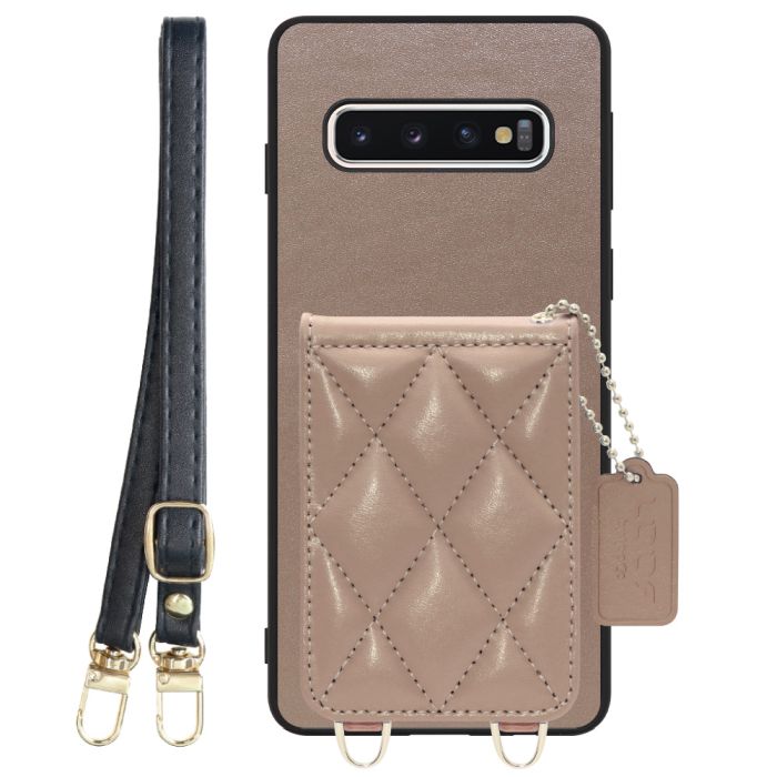 [ LOOF SWEET-SHELL SHOULDER  ] Galaxy S10 SC-03L / SCV41 galaxys10 スマホケース キルティング加工のカードケース付き ロングストラップ付き マグネット内蔵 カード収納 本革 [ Galaxy S10 ]