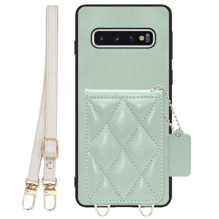 [ LOOF SWEET-SHELL SHOULDER  ] Galaxy S10 SC-03L / SCV41 galaxys10 スマホケース キルティング加工のカードケース付き ロングストラップ付き マグネット内蔵 カード収納 本革 [ Galaxy S10 ]