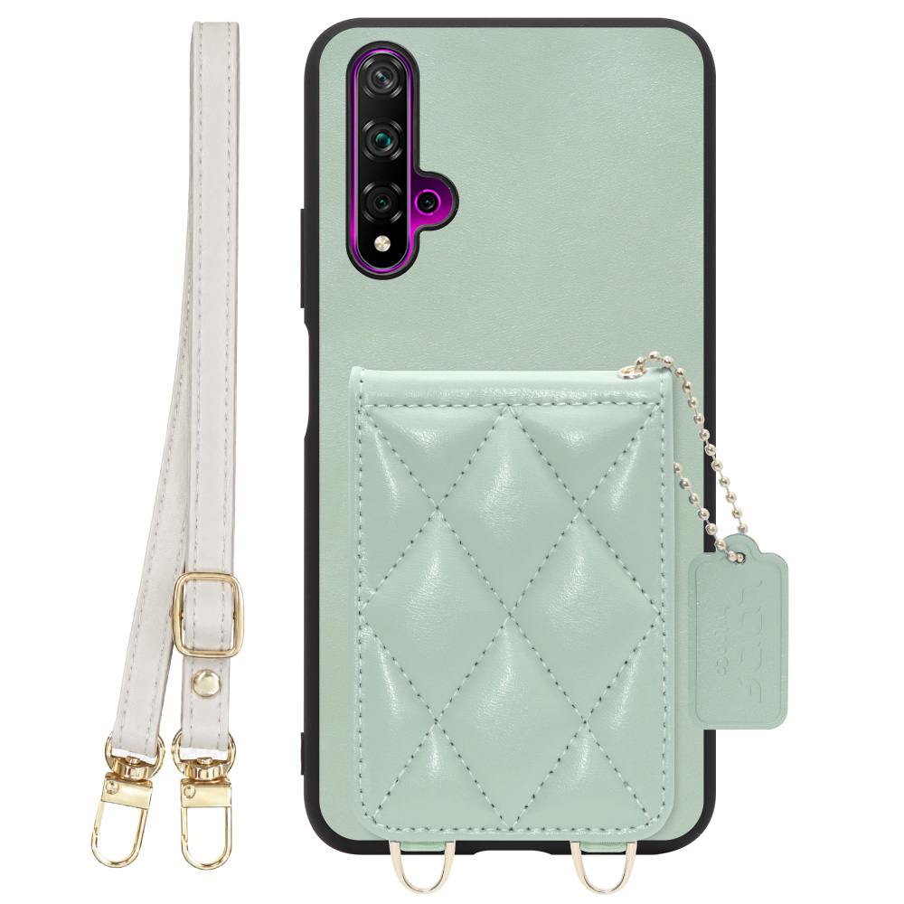 [ LOOF SWEET-SHELL SHOULDER  ] HUAWEI nova 5T nova5t スマホケース キルティング加工のカードケース付き ロングストラップ付き マグネット内蔵 カード収納 本革 [ HUAWEI nova 5T ]