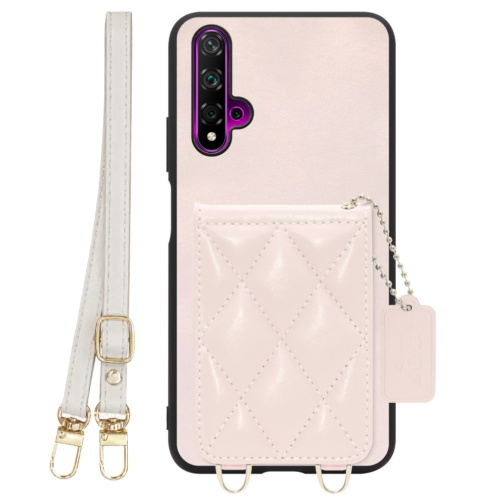 [ LOOF SWEET-SHELL SHOULDER  ] HUAWEI nova 5T nova5t スマホケース キルティング加工のカードケース付き ロングストラップ付き マグネット内蔵 カード収納 本革 [ HUAWEI nova 5T ]