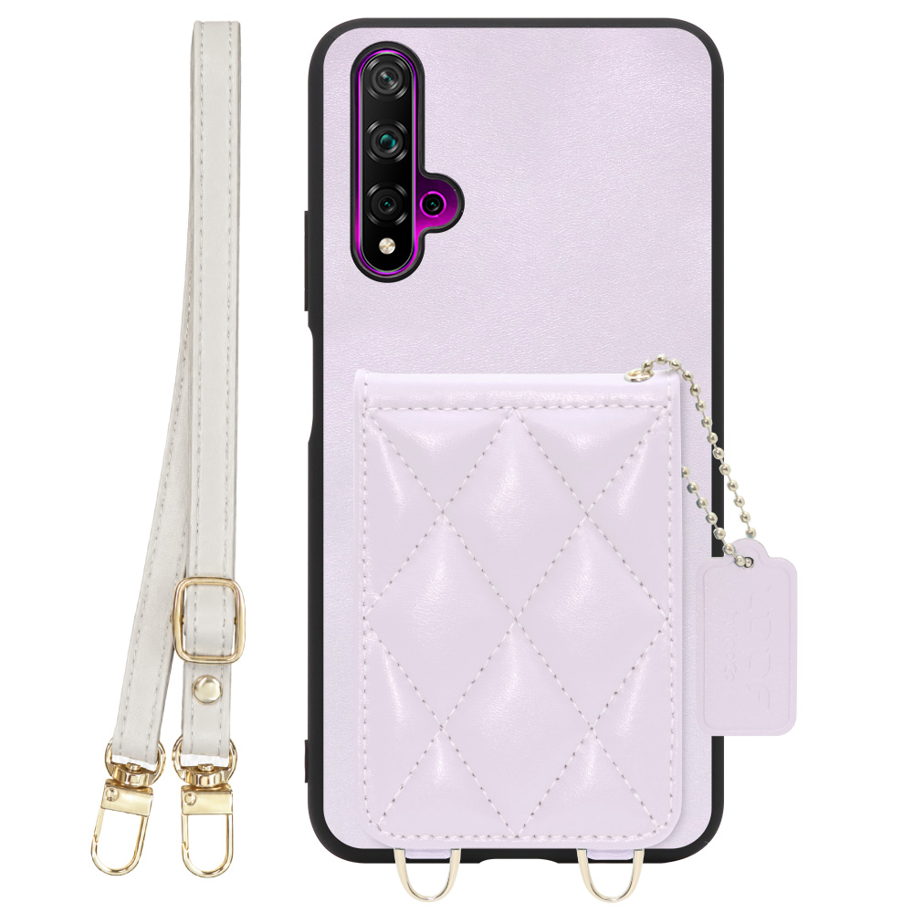 [ LOOF SWEET-SHELL SHOULDER  ] HUAWEI nova 5T nova5t スマホケース キルティング加工のカードケース付き ロングストラップ付き マグネット内蔵 カード収納 本革 [ HUAWEI nova 5T ]
