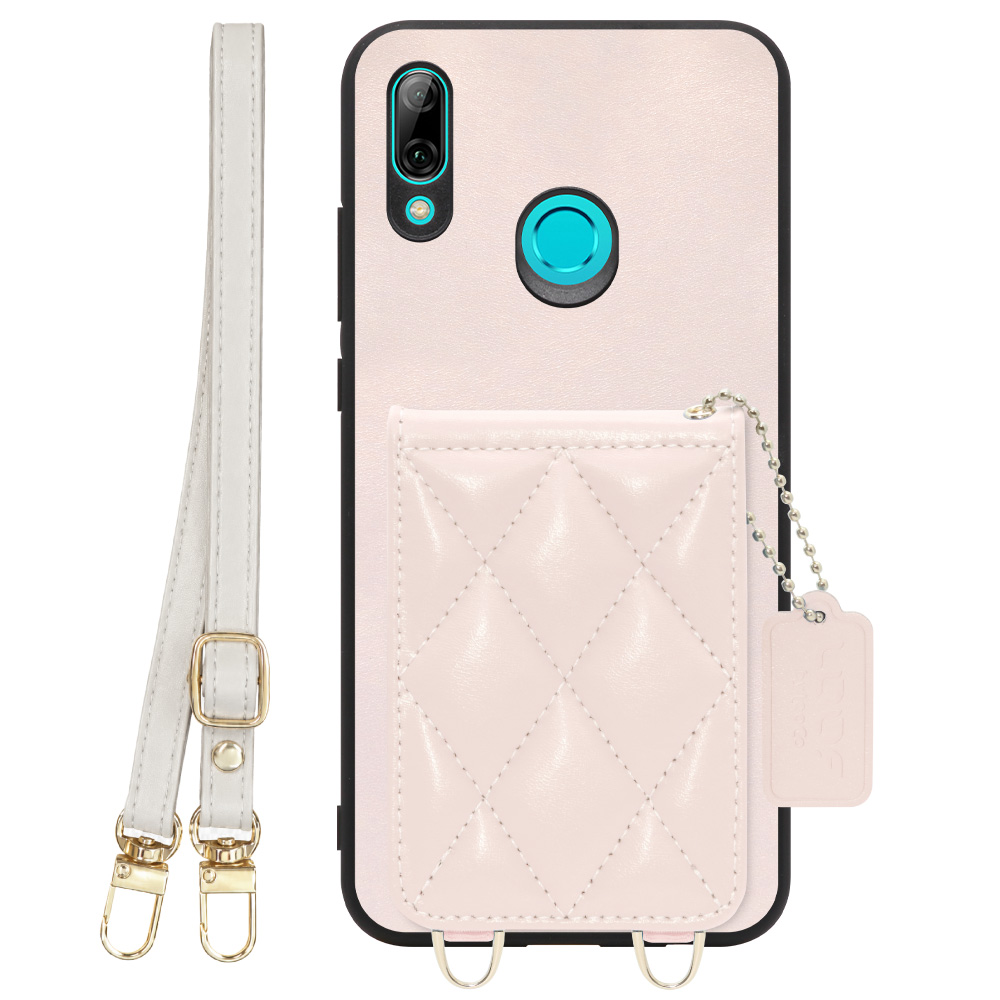 [ LOOF SWEET-SHELL SHOULDER  ] HUAWEI nova lite 3 POT-LX2J novalite3 novalite 3 スマホケース キルティング加工のカードケース付き ロングストラップ付き マグネット内蔵 カード収納 本革 [ HUAWEI nova lite 3 ]