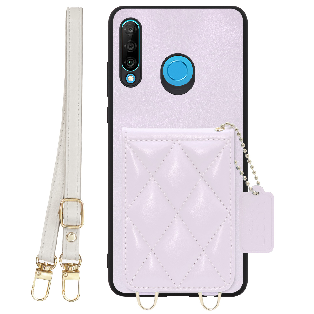 [ LOOF SWEET-SHELL SHOULDER  ] HUAWEI P30 lite / P30 lite Premium p30lite p30litepremium スマホケース キルティング加工のカードケース付き ロングストラップ付き マグネット内蔵 カード収納 本革 [ HUAWEI P30 lite / lite Premium ]