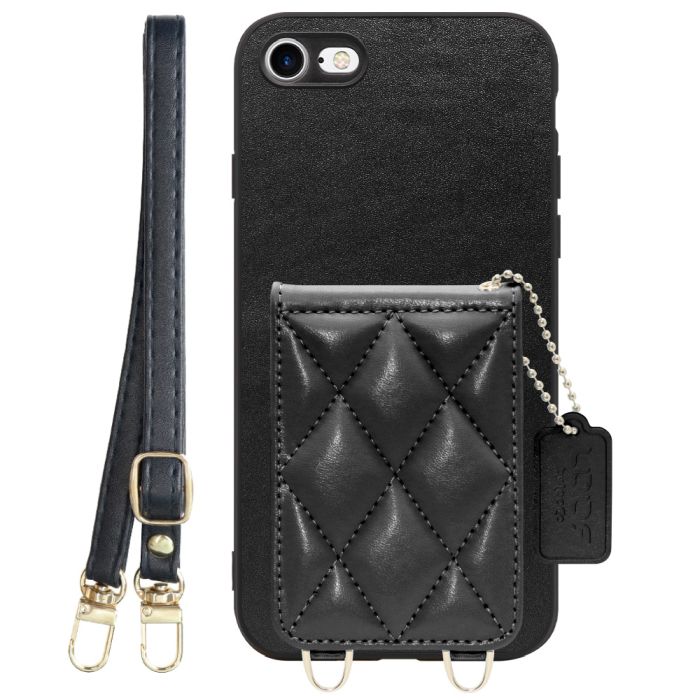 [ LOOF SWEET-SHELL SHOULDER  ] iPhone 7 / 8 / SE (第2/3世代) iphone7 iphone8 iphonese se2 se3 スマホケース キルティング加工のカードケース付き ロングストラップ付き マグネット内蔵 カード収納 本革 [ iPhone 7 / 8 / SE (第2/3世代) ]