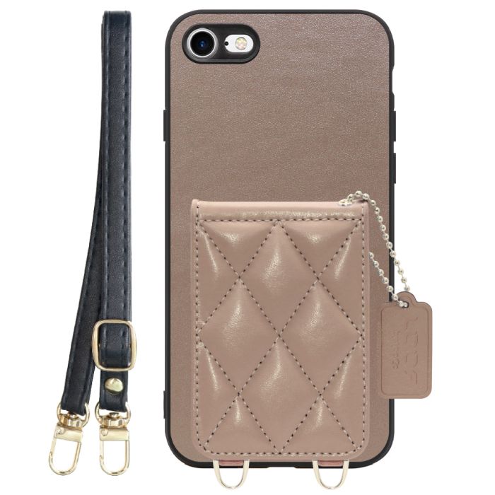 [ LOOF SWEET-SHELL SHOULDER  ] iPhone 7 / 8 / SE (第2/3世代) iphone7 iphone8 iphonese se2 se3 スマホケース キルティング加工のカードケース付き ロングストラップ付き マグネット内蔵 カード収納 本革 [ iPhone 7 / 8 / SE (第2/3世代) ]