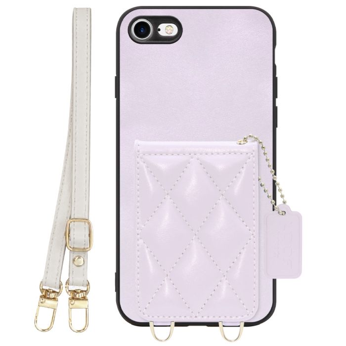 [ LOOF SWEET-SHELL SHOULDER  ] iPhone 7 / 8 / SE (第2/3世代) iphone7 iphone8 iphonese se2 se3 スマホケース キルティング加工のカードケース付き ロングストラップ付き マグネット内蔵 カード収納 本革 [ iPhone 7 / 8 / SE (第2/3世代) ]