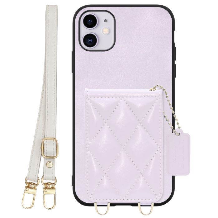 [ LOOF SWEET-SHELL SHOULDER  ] iPhone 11 iPhone11 スマホケース キルティング加工のカードケース付き ロングストラップ付き マグネット内蔵 カード収納 本革 [ iPhone 11 ]