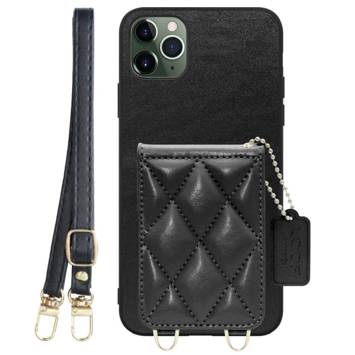 [ LOOF SWEET-SHELL SHOULDER  ] iPhone 11 Pro Max iPhone11promax 11promax 11 promax スマホケース キルティング加工のカードケース付き ロングストラップ付き マグネット内蔵 カード収納 本革 [ iPhone 11 Pro Max ]