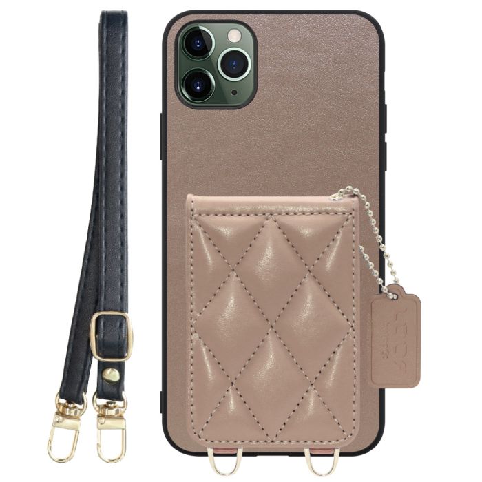 [ LOOF SWEET-SHELL SHOULDER  ] iPhone 11 Pro Max iPhone11promax 11promax 11 promax スマホケース キルティング加工のカードケース付き ロングストラップ付き マグネット内蔵 カード収納 本革 [ iPhone 11 Pro Max ]