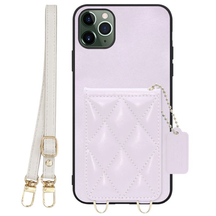 [ LOOF SWEET-SHELL SHOULDER  ] iPhone 11 Pro Max iPhone11promax 11promax 11 promax スマホケース キルティング加工のカードケース付き ロングストラップ付き マグネット内蔵 カード収納 本革 [ iPhone 11 Pro Max ]