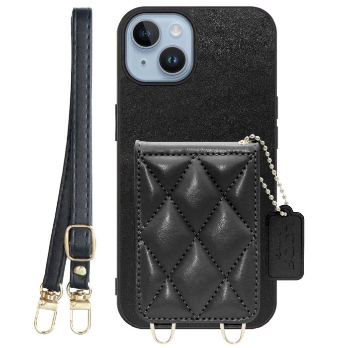 [ LOOF SWEET-SHELL SHOULDER  ] iPhone 14 iphone14 スマホケース キルティング加工のカードケース付き ロングストラップ付き マグネット内蔵 カード収納 本革 [ iPhone 14 ]