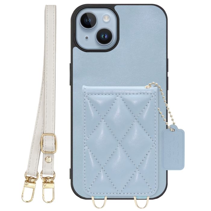 [ LOOF SWEET-SHELL SHOULDER  ] iPhone 14 iphone14 スマホケース キルティング加工のカードケース付き ロングストラップ付き マグネット内蔵 カード収納 本革 [ iPhone 14 ]