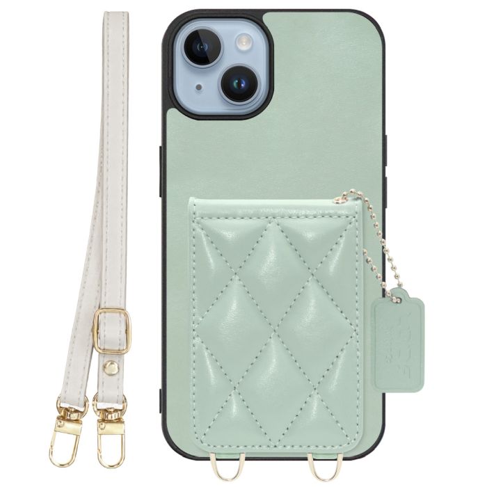 [ LOOF SWEET-SHELL SHOULDER  ] iPhone 14 iphone14 スマホケース キルティング加工のカードケース付き ロングストラップ付き マグネット内蔵 カード収納 本革 [ iPhone 14 ]