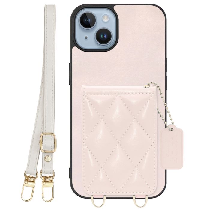 [ LOOF SWEET-SHELL SHOULDER  ] iPhone 14 iphone14 スマホケース キルティング加工のカードケース付き ロングストラップ付き マグネット内蔵 カード収納 本革 [ iPhone 14 ]