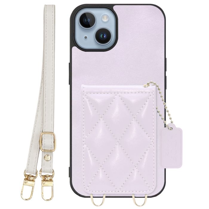 [ LOOF SWEET-SHELL SHOULDER  ] iPhone 14 iphone14 スマホケース キルティング加工のカードケース付き ロングストラップ付き マグネット内蔵 カード収納 本革 [ iPhone 14 ]