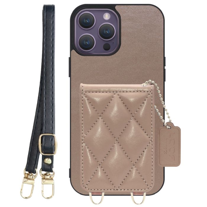 [ LOOF SWEET-SHELL SHOULDER  ] iPhone 14 Pro Max iphone14promax 14promax プロマックス スマホケース キルティング加工のカードケース付き ロングストラップ付き マグネット内蔵 カード収納 本革 [ iPhone 14 Pro Max ]
