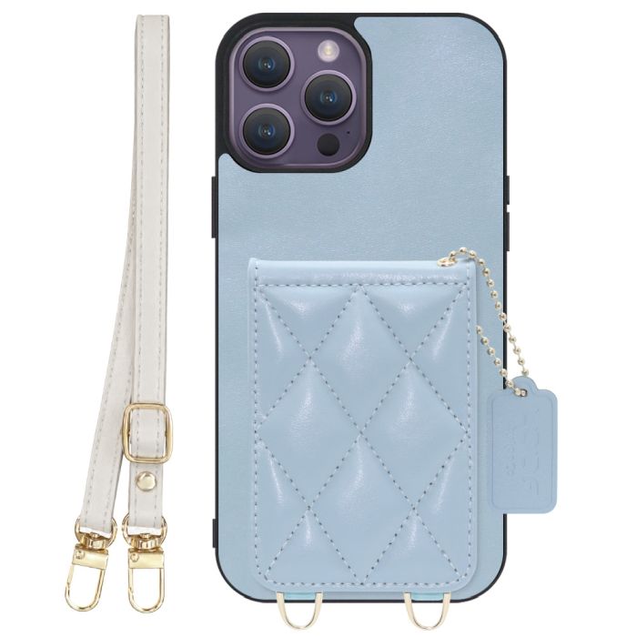 [ LOOF SWEET-SHELL SHOULDER  ] iPhone 14 Pro Max iphone14promax 14promax プロマックス スマホケース キルティング加工のカードケース付き ロングストラップ付き マグネット内蔵 カード収納 本革 [ iPhone 14 Pro Max ]
