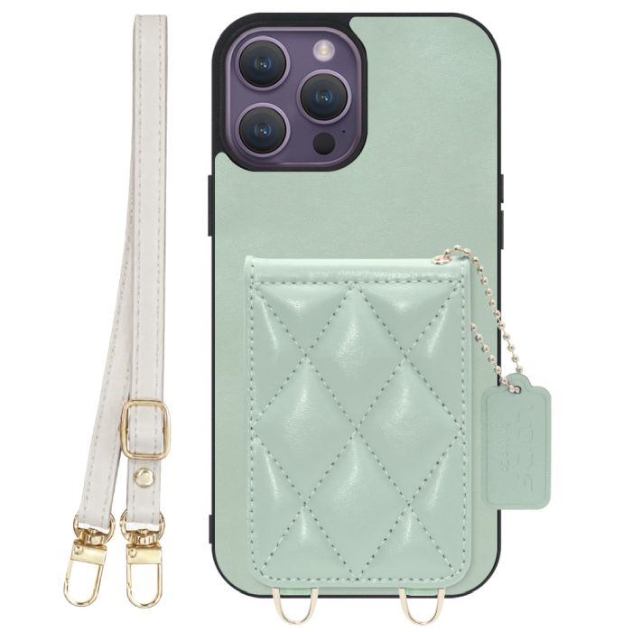 [ LOOF SWEET-SHELL SHOULDER  ] iPhone 14 Pro Max iphone14promax 14promax プロマックス スマホケース キルティング加工のカードケース付き ロングストラップ付き マグネット内蔵 カード収納 本革 [ iPhone 14 Pro Max ]