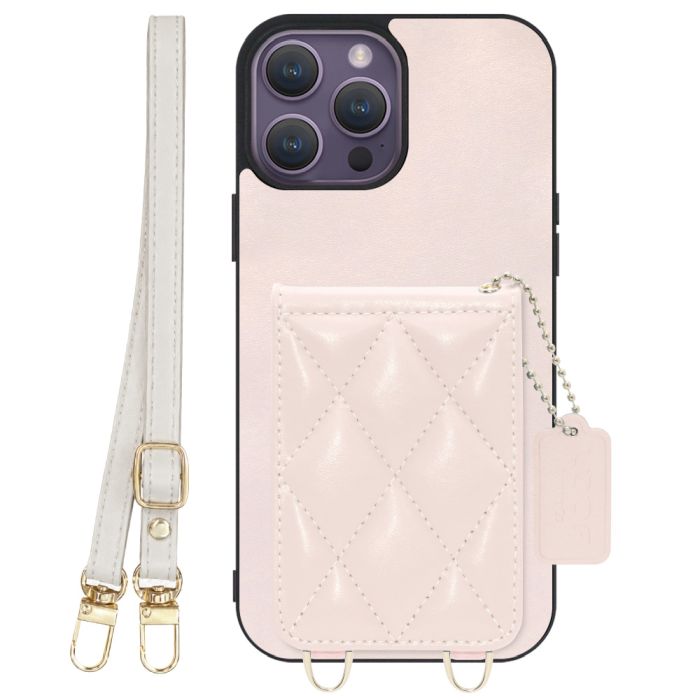 [ LOOF SWEET-SHELL SHOULDER  ] iPhone 14 Pro Max iphone14promax 14promax プロマックス スマホケース キルティング加工のカードケース付き ロングストラップ付き マグネット内蔵 カード収納 本革 [ iPhone 14 Pro Max ]