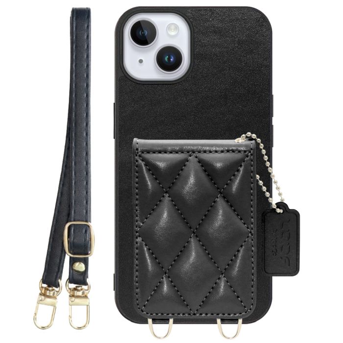 [ LOOF SWEET-SHELL SHOULDER  ] iPhone 14 Plus iphone14plus 14plus 14+ プラス スマホケース キルティング加工のカードケース付き ロングストラップ付き マグネット内蔵 カード収納 本革 [ iPhone 14 Plus ]