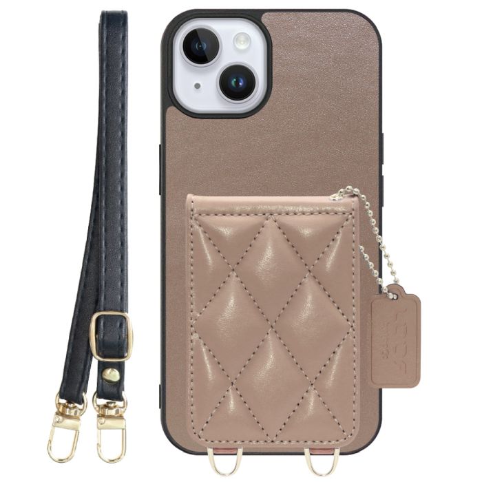 [ LOOF SWEET-SHELL SHOULDER  ] iPhone 14 Plus iphone14plus 14plus 14+ プラス スマホケース キルティング加工のカードケース付き ロングストラップ付き マグネット内蔵 カード収納 本革 [ iPhone 14 Plus ]