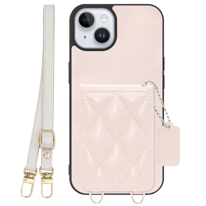 [ LOOF SWEET-SHELL SHOULDER  ] iPhone 14 Plus iphone14plus 14plus 14+ プラス スマホケース キルティング加工のカードケース付き ロングストラップ付き マグネット内蔵 カード収納 本革 [ iPhone 14 Plus ]