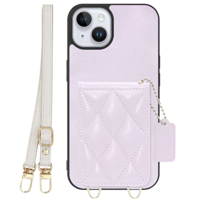 [ LOOF SWEET-SHELL SHOULDER  ] iPhone 14 Plus iphone14plus 14plus 14+ プラス スマホケース キルティング加工のカードケース付き ロングストラップ付き マグネット内蔵 カード収納 本革 [ iPhone 14 Plus ]