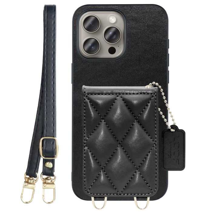 [ LOOF SWEET-SHELL SHOULDER  ] iPhone 15 Pro Max iPhone15 Pro Max アイフォン15 プロ マックス iPhone 15 15ProMax アイフォン 15 スマホケース キルティング加工のカードケース付き ロングストラップ付き マグネット内蔵 カード収納 本革 [ iPhone 15 Pro Max ]