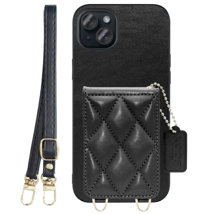[ LOOF SWEET-SHELL SHOULDER  ] iPhone 15 Plus iPhone15 Plus アイフォン15 プラス iPhone 15 Plus 15Plus アイフォン 15 スマホケース キルティング加工のカードケース付き ロングストラップ付き マグネット内蔵 カード収納 本革 [ iPhone 15 Plus ]