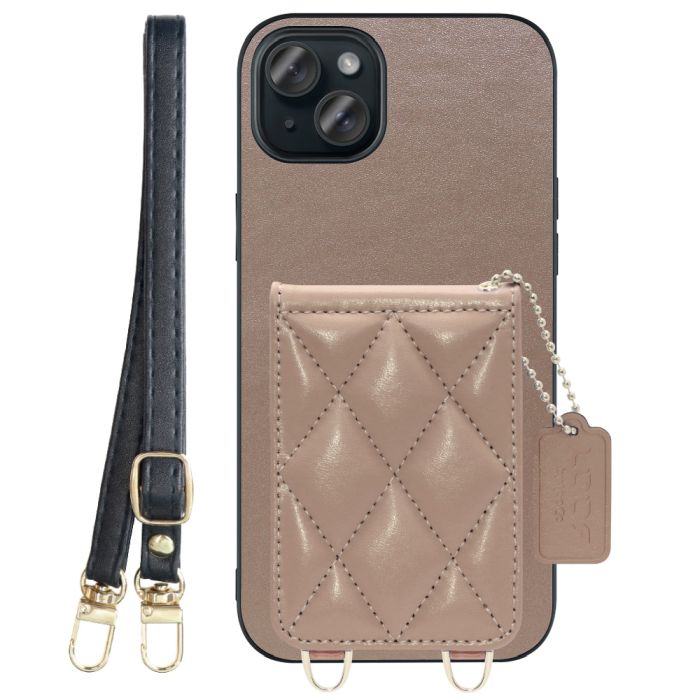 [ LOOF SWEET-SHELL SHOULDER  ] iPhone 15 Plus iPhone15 Plus アイフォン15 プラス iPhone 15 Plus 15Plus アイフォン 15 スマホケース キルティング加工のカードケース付き ロングストラップ付き マグネット内蔵 カード収納 本革 [ iPhone 15 Plus ]