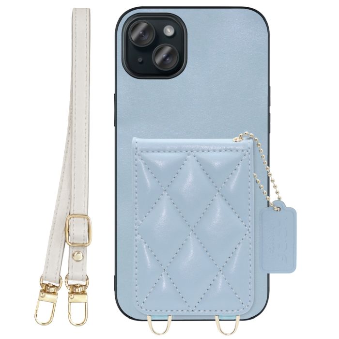 [ LOOF SWEET-SHELL SHOULDER  ] iPhone 15 Plus iPhone15 Plus アイフォン15 プラス iPhone 15 Plus 15Plus アイフォン 15 スマホケース キルティング加工のカードケース付き ロングストラップ付き マグネット内蔵 カード収納 本革 [ iPhone 15 Plus ]