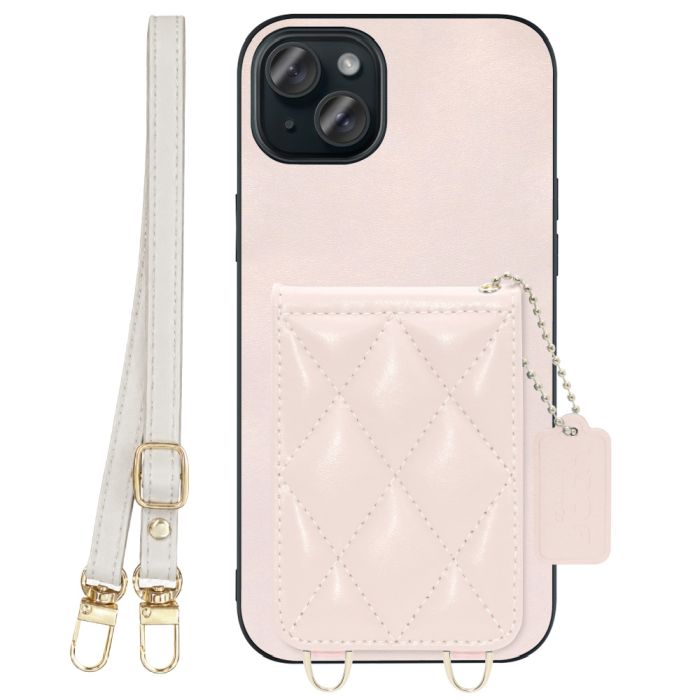 [ LOOF SWEET-SHELL SHOULDER  ] iPhone 15 Plus iPhone15 Plus アイフォン15 プラス iPhone 15 Plus 15Plus アイフォン 15 スマホケース キルティング加工のカードケース付き ロングストラップ付き マグネット内蔵 カード収納 本革 [ iPhone 15 Plus ]