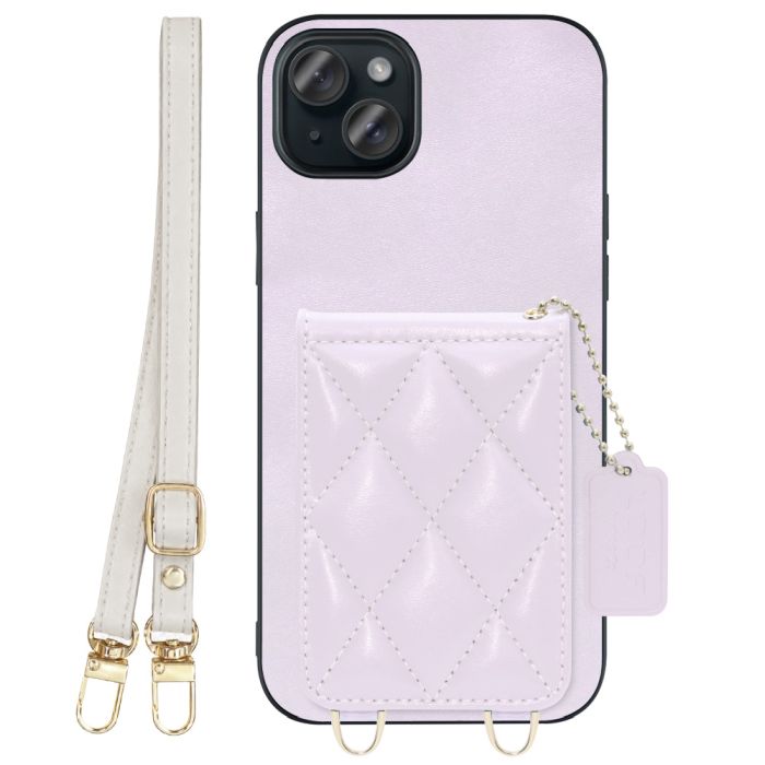 [ LOOF SWEET-SHELL SHOULDER  ] iPhone 15 Plus iPhone15 Plus アイフォン15 プラス iPhone 15 Plus 15Plus アイフォン 15 スマホケース キルティング加工のカードケース付き ロングストラップ付き マグネット内蔵 カード収納 本革 [ iPhone 15 Plus ]
