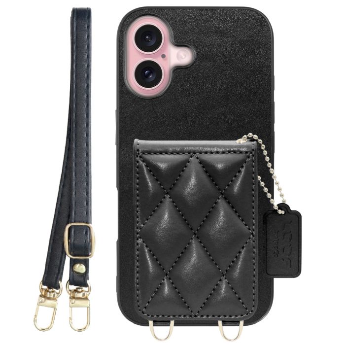 [ LOOF SWEET-SHELL SHOULDER  ] iPhone 16 iPhone16 アイフォン16 iPhone 16 アイフォン 16 スマホケース キルティング加工のカードケース付き ロングストラップ付き マグネット内蔵 カード収納 本革 [ iPhone 16 ]