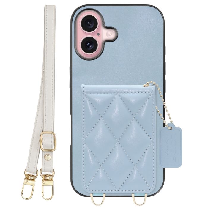 [ LOOF SWEET-SHELL SHOULDER  ] iPhone 16 iPhone16 アイフォン16 iPhone 16 アイフォン 16 スマホケース キルティング加工のカードケース付き ロングストラップ付き マグネット内蔵 カード収納 本革 [ iPhone 16 ]