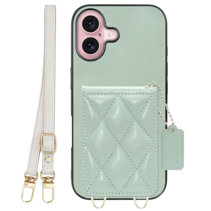 [ LOOF SWEET-SHELL SHOULDER  ] iPhone 16 iPhone16 アイフォン16 iPhone 16 アイフォン 16 スマホケース キルティング加工のカードケース付き ロングストラップ付き マグネット内蔵 カード収納 本革 [ iPhone 16 ]