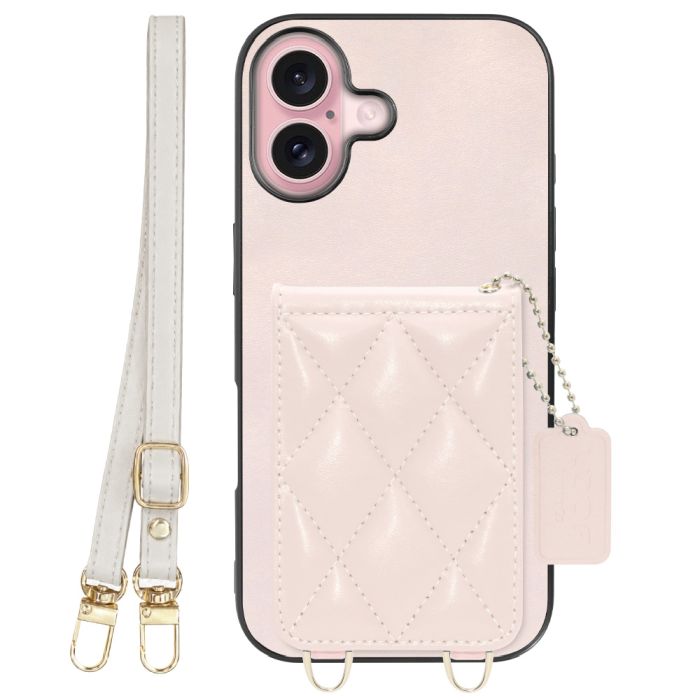 [ LOOF SWEET-SHELL SHOULDER  ] iPhone 16 iPhone16 アイフォン16 iPhone 16 アイフォン 16 スマホケース キルティング加工のカードケース付き ロングストラップ付き マグネット内蔵 カード収納 本革 [ iPhone 16 ]