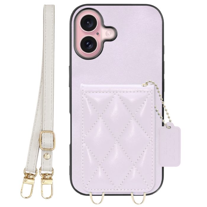 [ LOOF SWEET-SHELL SHOULDER  ] iPhone 16 iPhone16 アイフォン16 iPhone 16 アイフォン 16 スマホケース キルティング加工のカードケース付き ロングストラップ付き マグネット内蔵 カード収納 本革 [ iPhone 16 ]