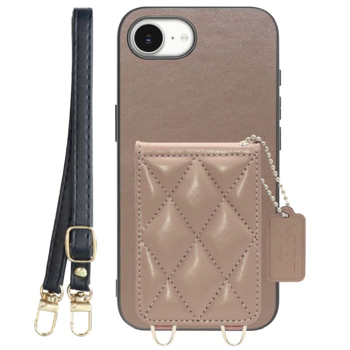 [ LOOF SWEET-SHELL SHOULDER  ] iPhone 16e / 17e iPhone16e 17e アイフォン16イー 17イー iPhone 16E アイフォン 17E スマホケース キルティング加工のカードケース付き ロングストラップ付き マグネット内蔵 カード収納 本革 [ iPhone 16e / 17e ]